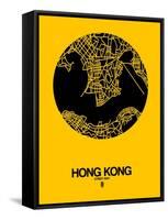 Hong Kong Street Map Yellow-NaxArt-Framed Stretched Canvas