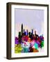 Hong Kong Watercolor Skyline-NaxArt-Framed Art Print