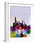 Hong Kong Watercolor Skyline-NaxArt-Framed Art Print