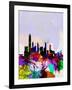 Hong Kong Watercolor Skyline-NaxArt-Framed Art Print