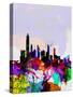 Hong Kong Watercolor Skyline-NaxArt-Stretched Canvas