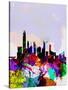 Hong Kong Watercolor Skyline-NaxArt-Stretched Canvas