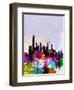 Hong Kong Watercolor Skyline-NaxArt-Framed Art Print