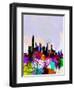 Hong Kong Watercolor Skyline-NaxArt-Framed Art Print