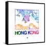 Hong Kong Watercolor Street Map-NaxArt-Framed Stretched Canvas