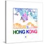 Hong Kong Watercolor Street Map-NaxArt-Stretched Canvas