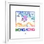 Hong Kong Watercolor Street Map-NaxArt-Framed Premium Giclee Print
