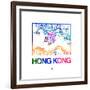 Hong Kong Watercolor Street Map-NaxArt-Framed Premium Giclee Print