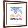 Hong Kong Watercolor Street Map-NaxArt-Framed Premium Giclee Print