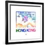 Hong Kong Watercolor Street Map-NaxArt-Framed Premium Giclee Print