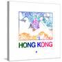 Hong Kong Watercolor Street Map-NaxArt-Stretched Canvas