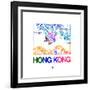 Hong Kong Watercolor Street Map-NaxArt-Framed Art Print