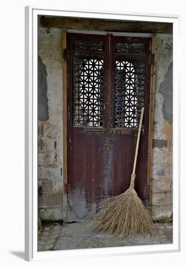 Hongcun Villiage, Doorway with Broom, China, UNESCO-Darrell Gulin-Framed Premium Photographic Print