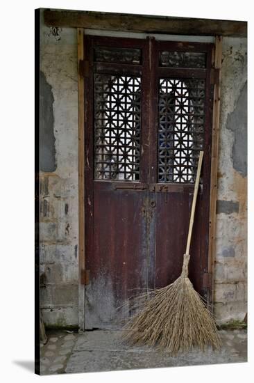 Hongcun Villiage, Doorway with Broom, China, UNESCO-Darrell Gulin-Stretched Canvas