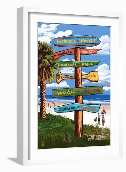 Honokaa, Hawaii - Destination Signpost-Lantern Press-Framed Art Print