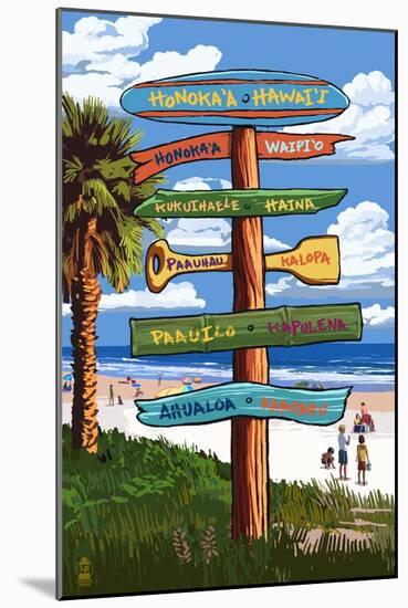 Honokaa, Hawaii - Destination Signpost-Lantern Press-Mounted Art Print