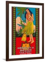 Honolulu Broom Factory Broom Label-null-Framed Art Print