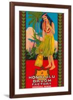 Honolulu Broom Factory Broom Label-null-Framed Art Print