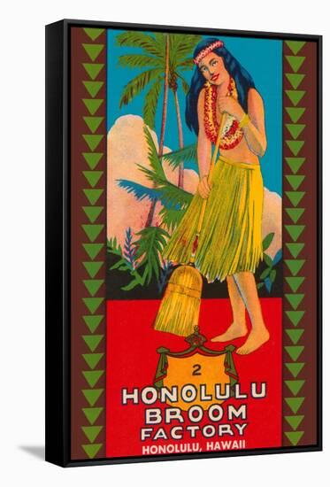 Honolulu Broom Factory Broom Label-null-Framed Stretched Canvas