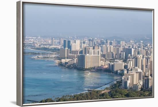 Honolulu from Atop Diamond Head State Monument (Leahi Crater)-Michael DeFreitas-Framed Photographic Print