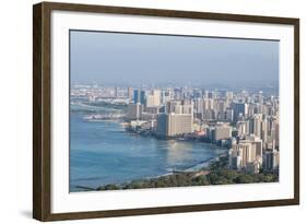 Honolulu from Atop Diamond Head State Monument (Leahi Crater)-Michael DeFreitas-Framed Photographic Print