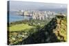 Honolulu from Atop Diamond Head State Monument (Leahi Crater)-Michael DeFreitas-Stretched Canvas