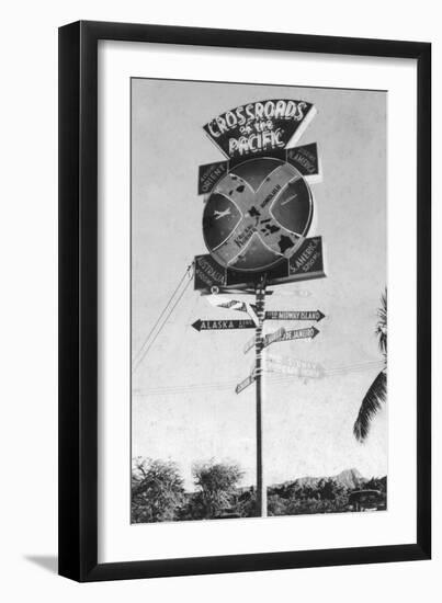 Honolulu, Hawaii - Crossroads of the Pacific Sign-Lantern Press-Framed Art Print