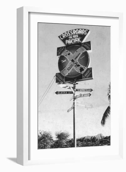Honolulu, Hawaii - Crossroads of the Pacific Sign-Lantern Press-Framed Art Print