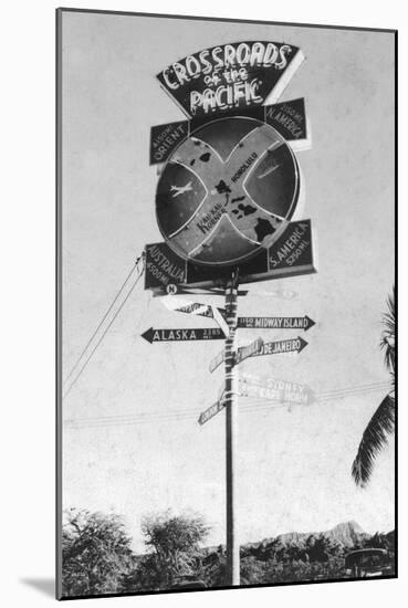 Honolulu, Hawaii - Crossroads of the Pacific Sign-Lantern Press-Mounted Art Print