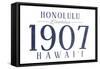 Honolulu, Hawaii - Established Date (Blue)-Lantern Press-Framed Stretched Canvas