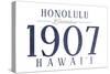 Honolulu, Hawaii - Established Date (Blue)-Lantern Press-Stretched Canvas