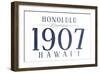 Honolulu, Hawaii - Established Date (Blue)-Lantern Press-Framed Art Print