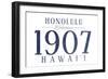 Honolulu, Hawaii - Established Date (Blue)-Lantern Press-Framed Art Print