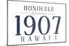 Honolulu, Hawaii - Established Date (Blue)-Lantern Press-Mounted Art Print