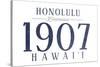 Honolulu, Hawaii - Established Date (Blue)-Lantern Press-Stretched Canvas