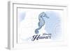 Honolulu, Hawaii - Seahorse - Blue - Coastal Icon-Lantern Press-Framed Art Print