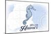 Honolulu, Hawaii - Seahorse - Blue - Coastal Icon-Lantern Press-Mounted Art Print