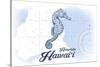 Honolulu, Hawaii - Seahorse - Blue - Coastal Icon-Lantern Press-Stretched Canvas