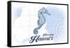 Honolulu, Hawaii - Seahorse - Blue - Coastal Icon-Lantern Press-Framed Stretched Canvas