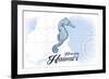 Honolulu, Hawaii - Seahorse - Blue - Coastal Icon-Lantern Press-Framed Premium Giclee Print