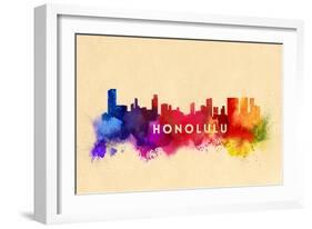 Honolulu, Hawaii - Skyline Abstract-Lantern Press-Framed Art Print