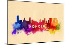 Honolulu, Hawaii - Skyline Abstract-Lantern Press-Mounted Art Print