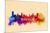 Honolulu, Hawaii - Skyline Abstract-Lantern Press-Mounted Premium Giclee Print