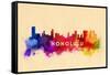 Honolulu, Hawaii - Skyline Abstract-Lantern Press-Framed Stretched Canvas