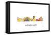 Honolulu Hawaii Skyline-Marlene Watson-Framed Stretched Canvas