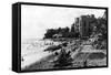 Honolulu, Hawaii View of Waikiki Beach and Swimmers Photograph - Honolulu, HI-Lantern Press-Framed Stretched Canvas