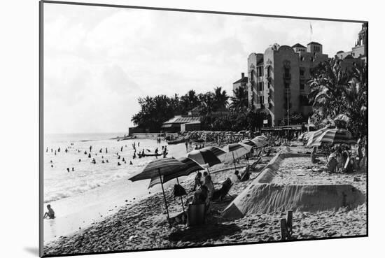 Honolulu, Hawaii View of Waikiki Beach and Swimmers Photograph - Honolulu, HI-Lantern Press-Mounted Art Print