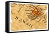 Honolulu Old Map-Pontuse-Framed Stretched Canvas