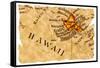 Honolulu Old Map-Pontuse-Framed Stretched Canvas