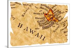 Honolulu Old Map-Pontuse-Stretched Canvas